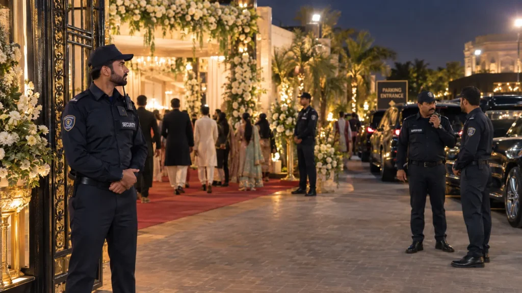 security guard standing at a wedding